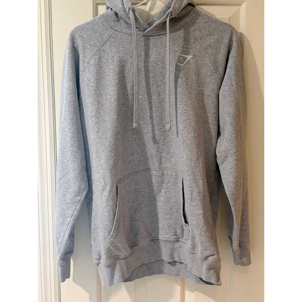 Gymshark Crest Hoodie Men's Size Medium - Light Grey Marl - Embroidered Logo